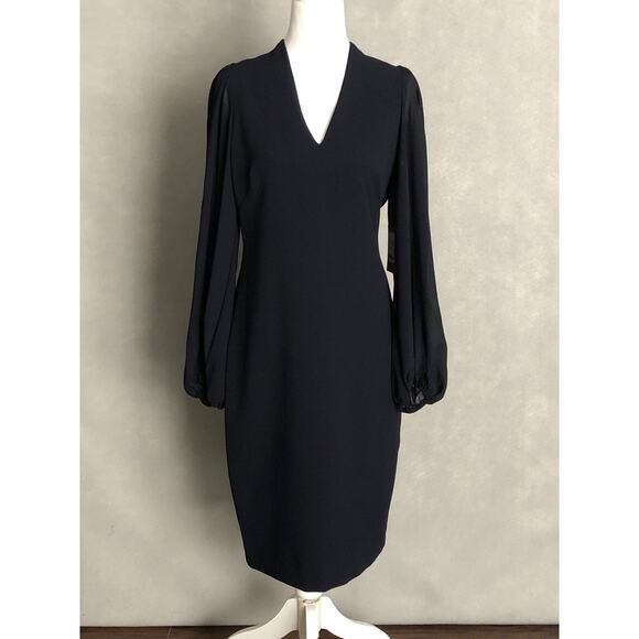 Vince Camuto Women's Size 6 V-Neck Sheer Puff Sleeve Shift Dress NEW - Picture 1 of 8